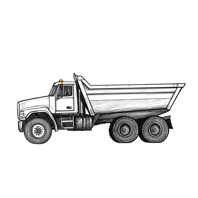 Line Style Dump Truck Vinyl Car Decal Sticker – Waterproof & UV-Resistant 8"
