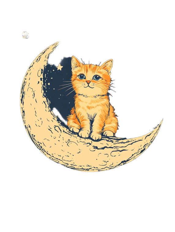 Cat On Moon Vinyl Car Decal Sticker – Waterproof & UV-Resistant 8"