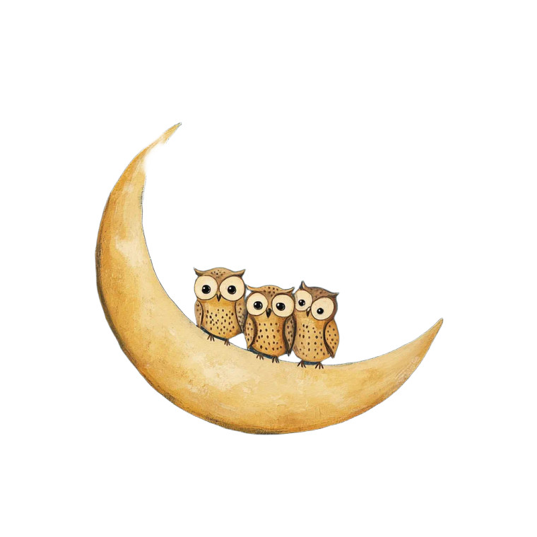 Owls On Moon Vinyl Car Decal Sticker – Waterproof & UV-Resistant 8"