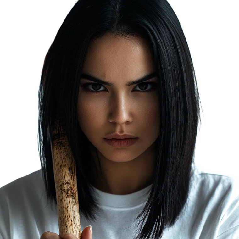 Scowling Woman Bat Vinyl Car Decal Sticker – Waterproof & UV-Resistant 8"