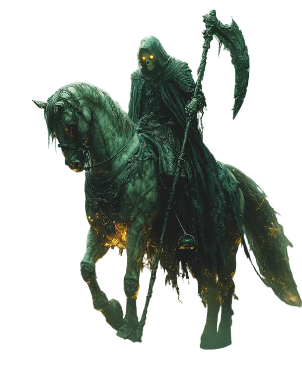 Death Horseman Illustration Vinyl Car Decal Sticker – Waterproof & UV-Resistant 8"