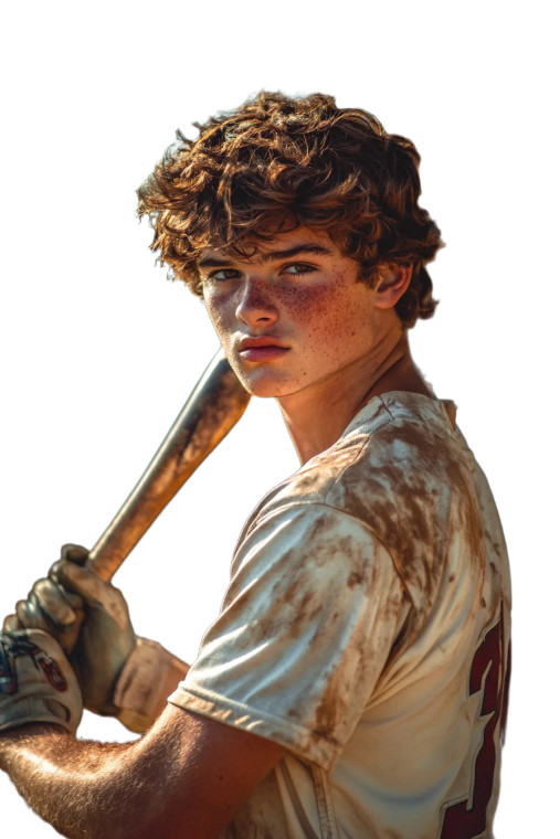 Young Baseball Batter Vinyl Car Decal Sticker – Waterproof & UV-Resistant 8"