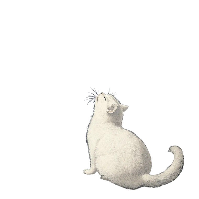 White Cat Moonlight Vinyl Car Decal Sticker – Waterproof & UV-Resistant 8"