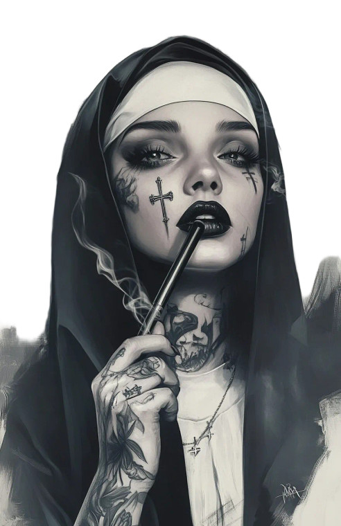 Gangster Nun Tattoo Vinyl Car Decal Sticker – Waterproof & UV-Resistant 8"