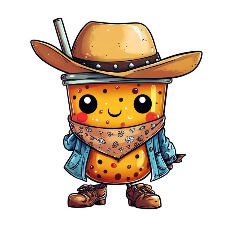Cowboy Boba Cup Vinyl Car Decal Sticker – Waterproof & UV-Resistant 8"