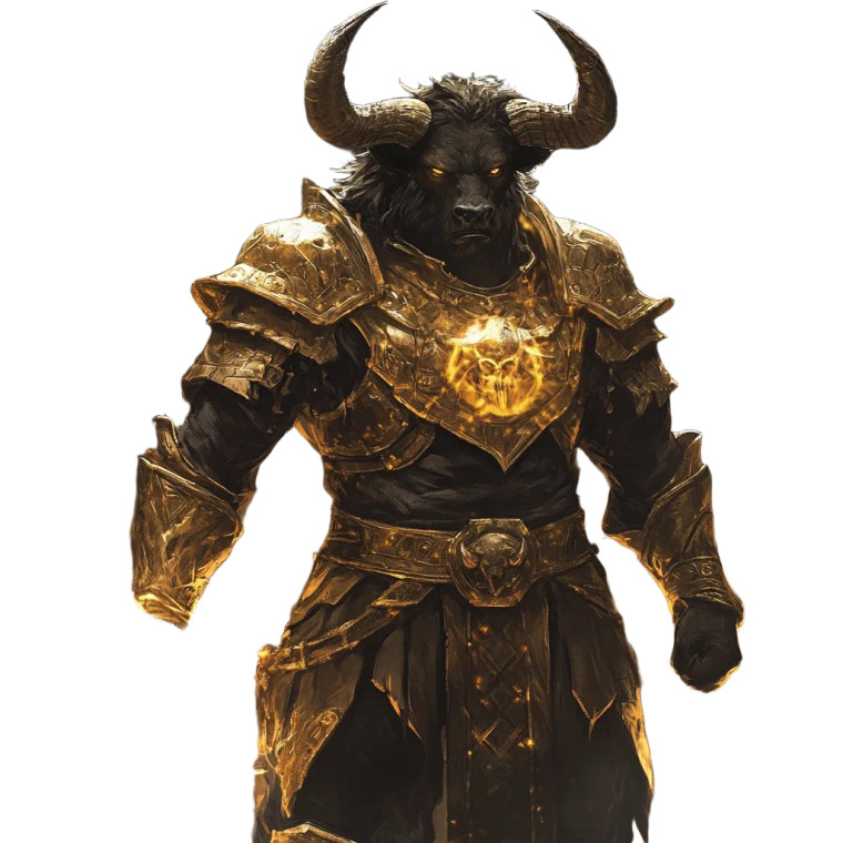 Golden Black Minotaur Vinyl Car Decal Sticker – Waterproof & UV-Resistant 8"