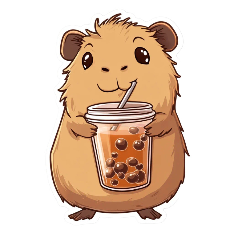 Capybara Bubble Tea Vinyl Car Decal Sticker – Waterproof & UV-Resistant 8"