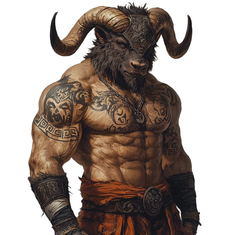 Runic Minotaur Wrestler Vinyl Car Decal Sticker – Waterproof & UV-Resistant 8"