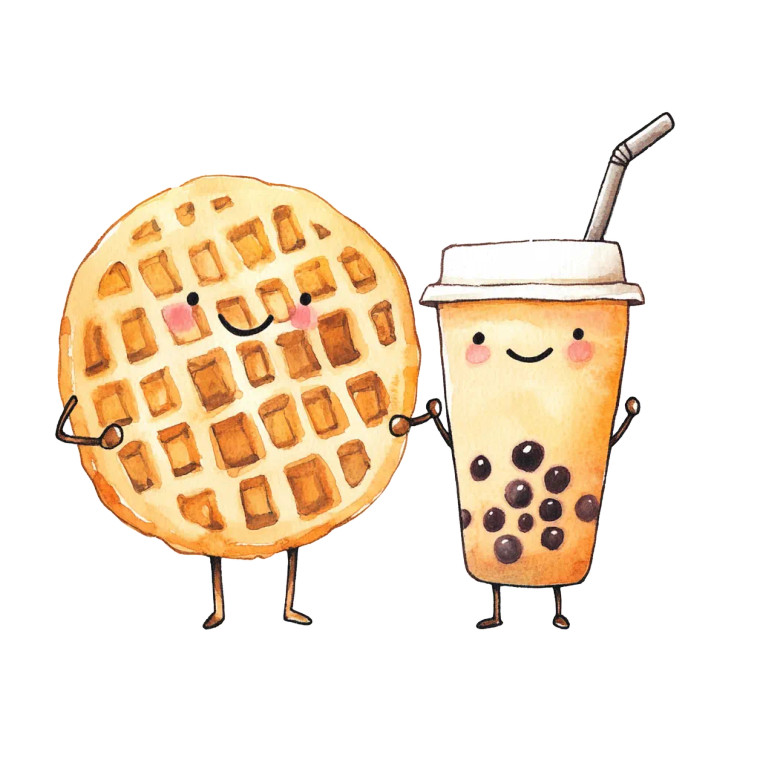 Happy Waffle Boba Vinyl Car Decal Sticker – Waterproof & UV-Resistant 8"
