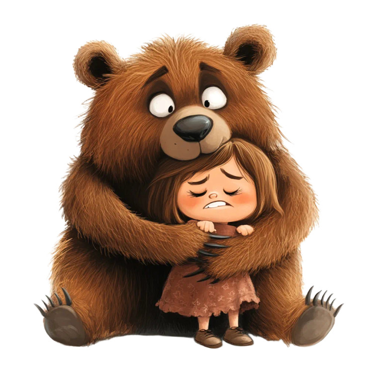 Cartoon Bear Hug Vinyl Car Decal Sticker – Waterproof & UV-Resistant 8"