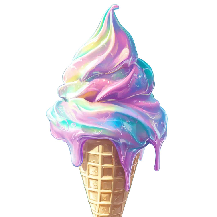 Iridescent Melting Ice Cream Vinyl Car Decal Sticker – Waterproof & UV-Resistant 8"