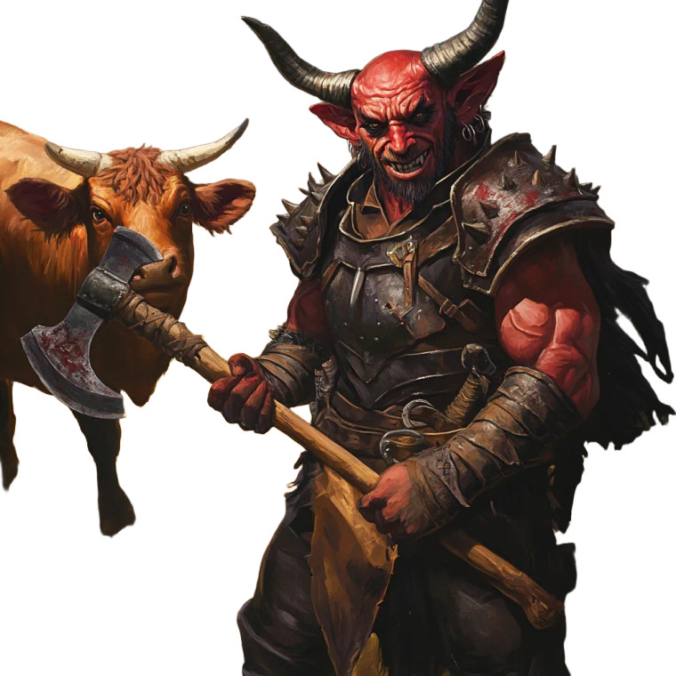 Infernal Tiefling Farmer Vinyl Car Decal Sticker – Waterproof & UV-Resistant 8"