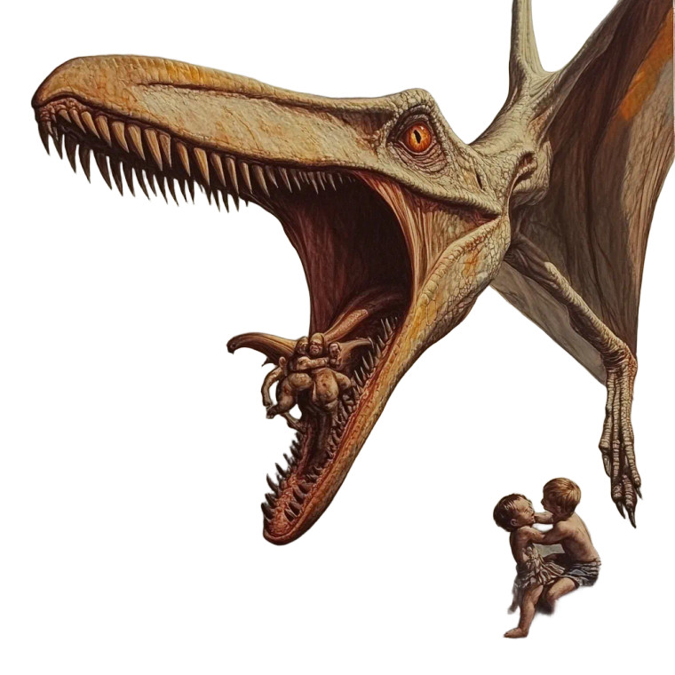 Pterodactyl Eating Family Vinyl Car Decal Sticker – Waterproof & UV-Resistant 8"