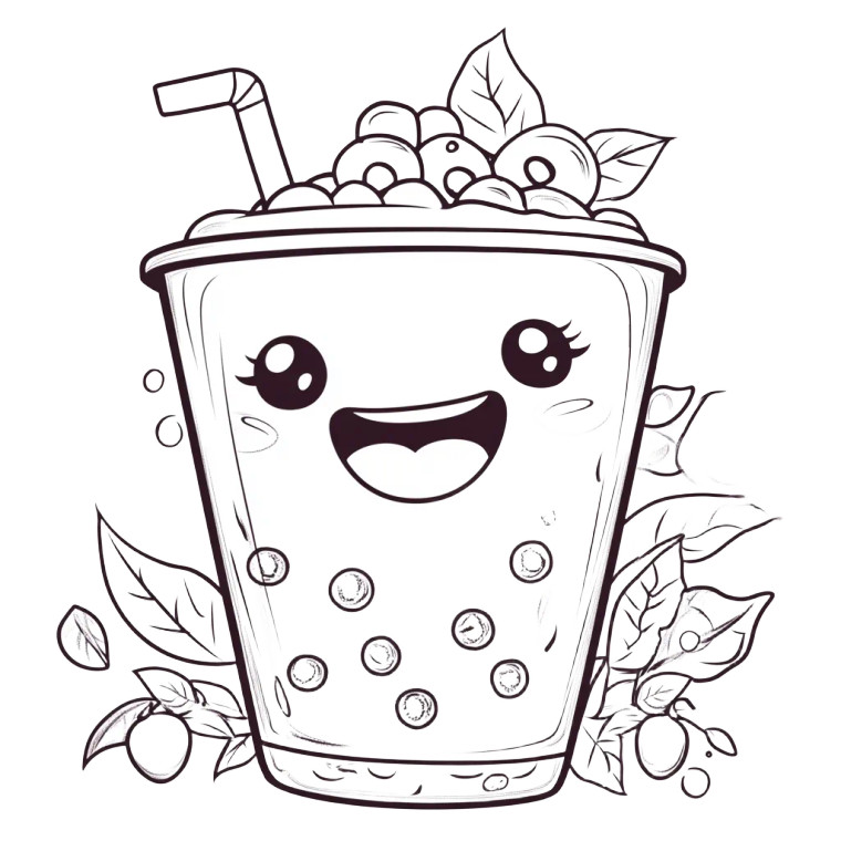 Happy Boba Tea V2 Vinyl Car Decal Sticker – Waterproof & UV-Resistant 8"