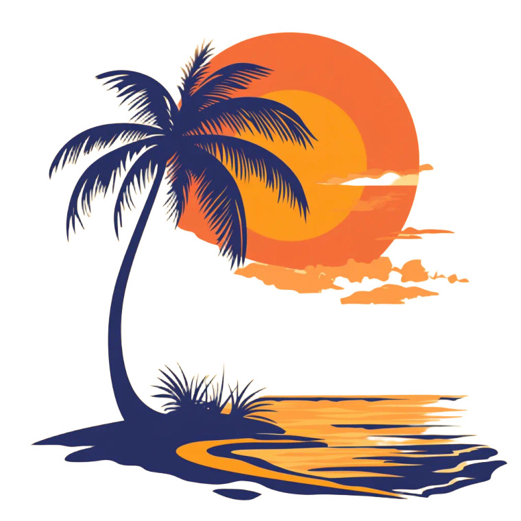 Summer Sun Palm Vinyl Car Decal Sticker – Waterproof & UV-Resistant 8"