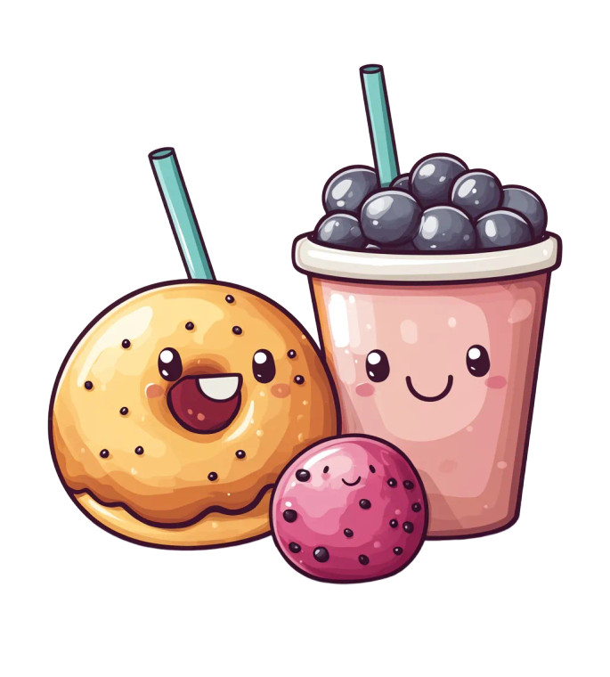 Kawaii Donut Boba Vinyl Car Decal Sticker – Waterproof & UV-Resistant 8"
