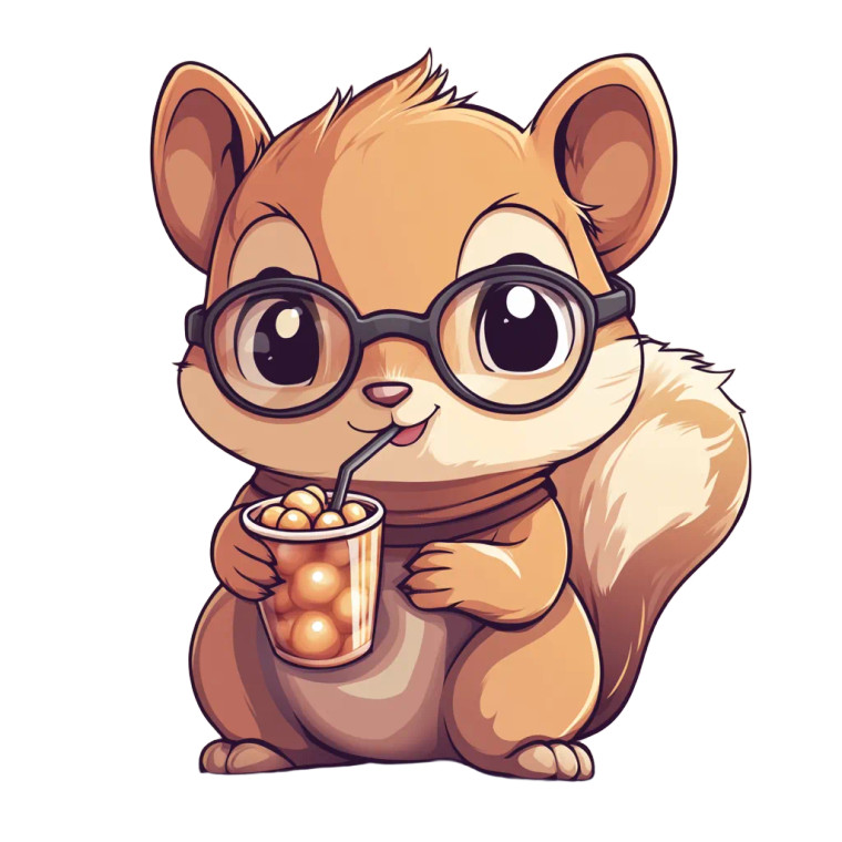 Bubble Tea Squirrel Vinyl Car Decal Sticker – Waterproof & UV-Resistant 8"