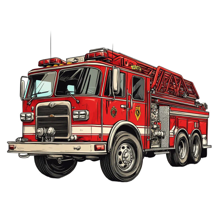 Comic Firetruck Vinyl Car Decal Sticker – Waterproof & UV-Resistant 8"
