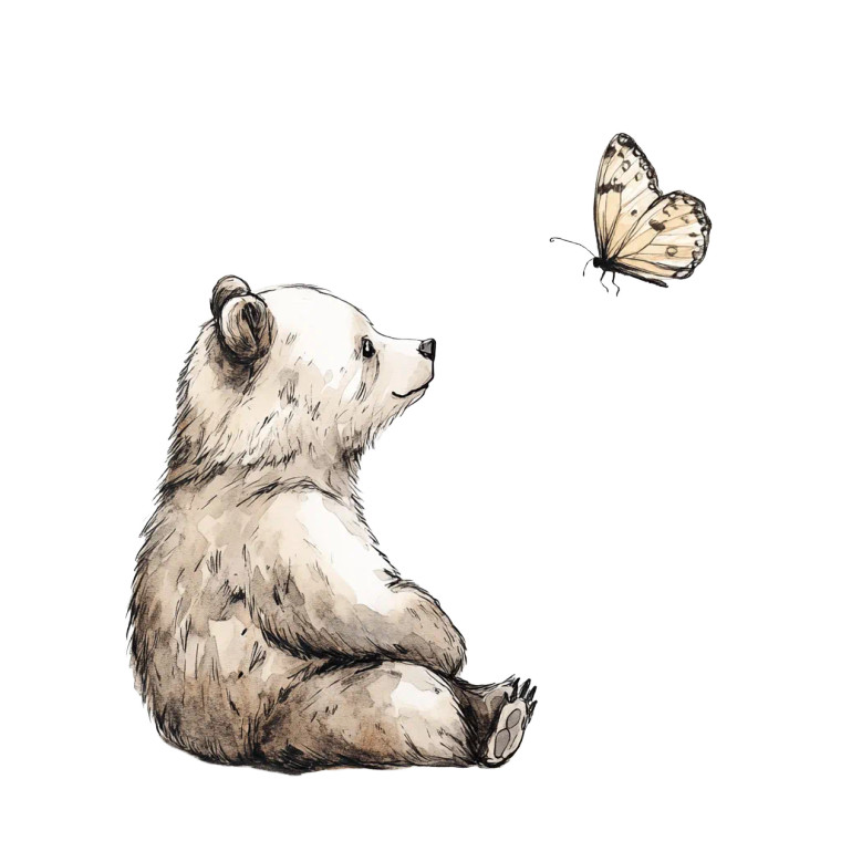 Bear And Butterfly Vinyl Car Decal Sticker – Waterproof & UV-Resistant 8"