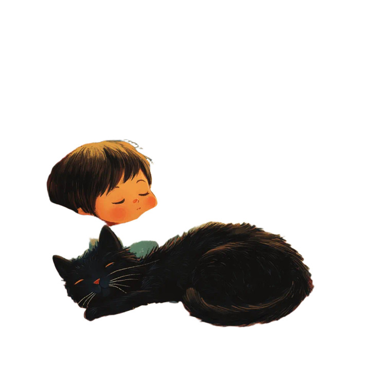 Sleeping Child Cat Vinyl Car Decal Sticker – Waterproof & UV-Resistant 8"