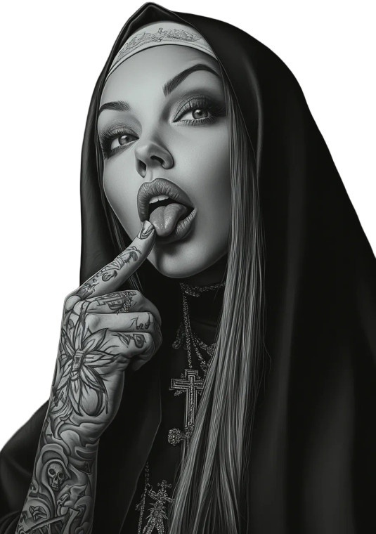 Tattooed Nun Portrait V6 Vinyl Car Decal Sticker – Waterproof & UV-Resistant 8"