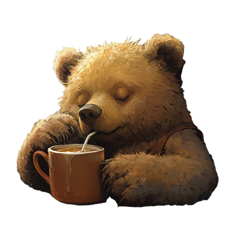Coffee Sipping Bear Vinyl Car Decal Sticker – Waterproof & UV-Resistant 8"