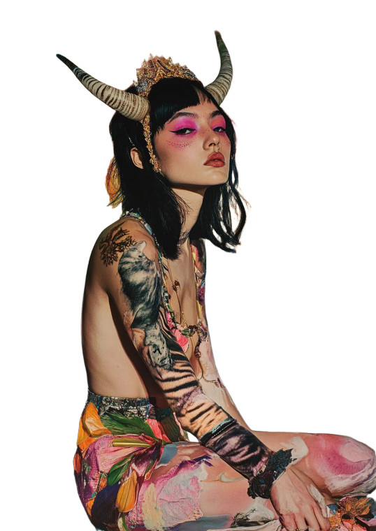 Psychedelic Horned Woman Vinyl Car Decal Sticker – Waterproof & UV-Resistant 8"