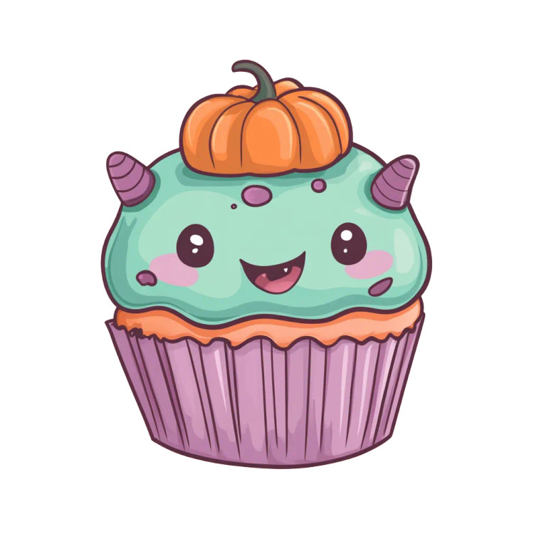Kawaii Halloween Cupcake Vinyl Car Decal Sticker – Waterproof & UV-Resistant 8"