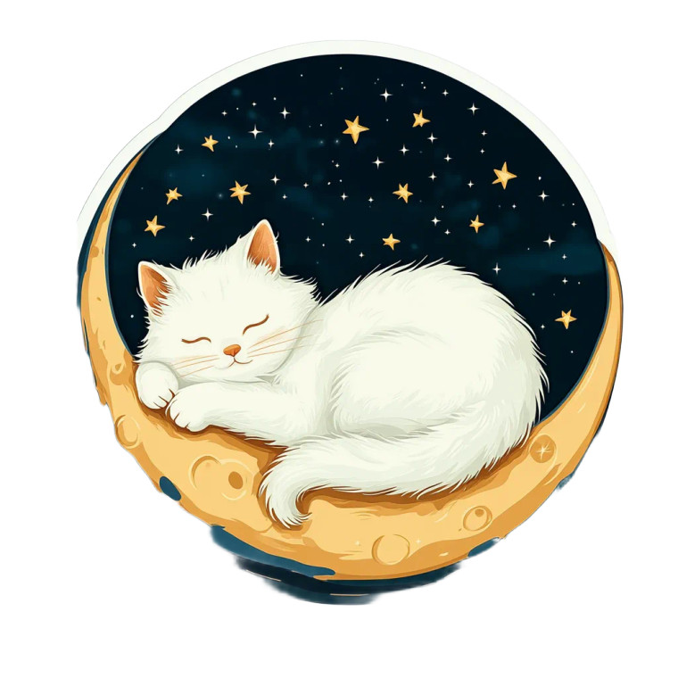 Moon Cat Sticker Vinyl Car Decal Sticker – Waterproof & UV-Resistant 8"