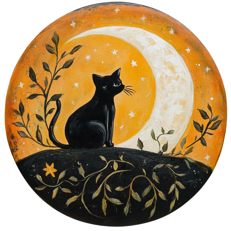 Folk Art Cat Vinyl Car Decal Sticker – Waterproof & UV-Resistant 8"