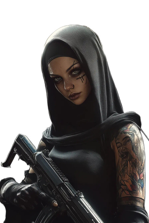 Nun With Gun Vinyl Car Decal Sticker – Waterproof & UV-Resistant 8"