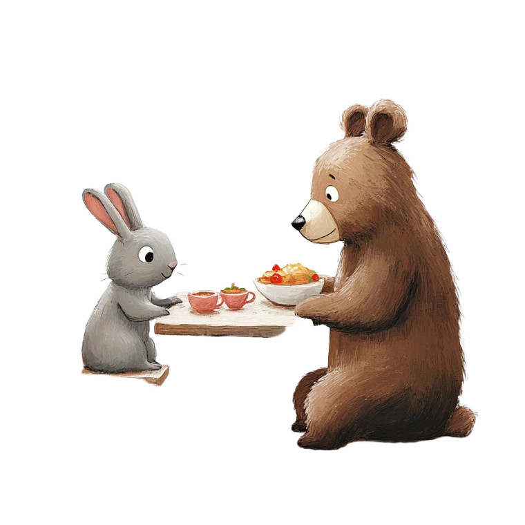 Friendly Bear And Rabbit Vinyl Car Decal Sticker – Waterproof & UV-Resistant 8"