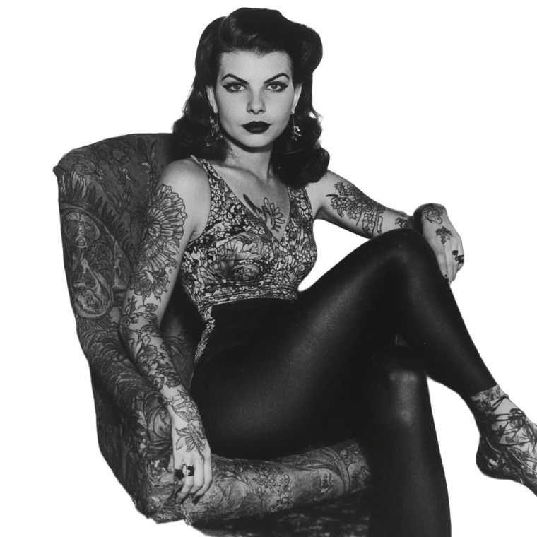 Tattooed Woman 1940S Vinyl Car Decal Sticker – Waterproof & UV-Resistant 8"
