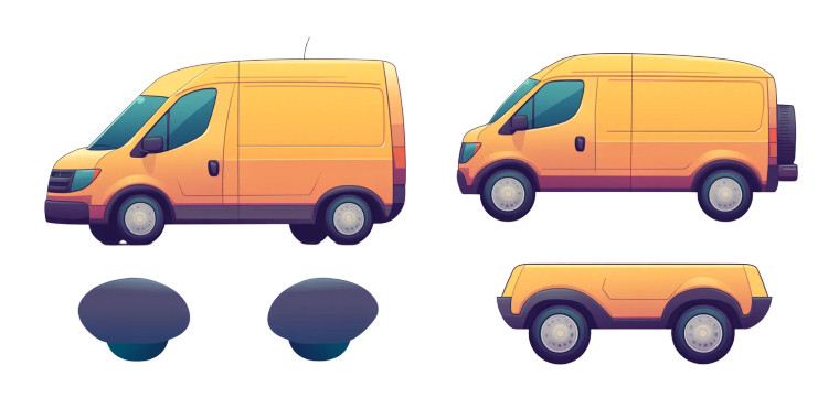 Colorful Cartoon Van Vinyl Car Decal Sticker – Waterproof & UV-Resistant 8"