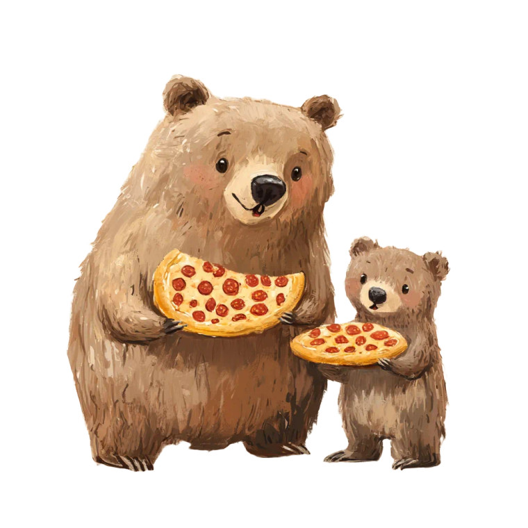 Bears Eating Pizza Vinyl Car Decal Sticker – Waterproof & UV-Resistant 8"