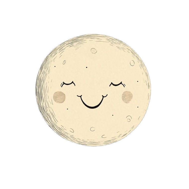 Happy Moon Illustration Vinyl Car Decal Sticker – Waterproof & UV-Resistant 8"