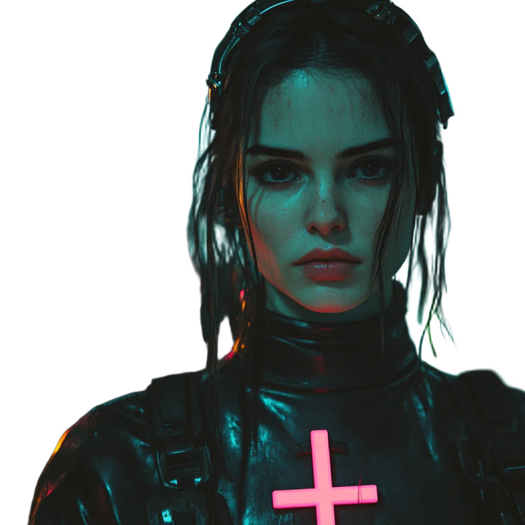 Neon Priestess Ai Vinyl Car Decal Sticker – Waterproof & UV-Resistant 8"