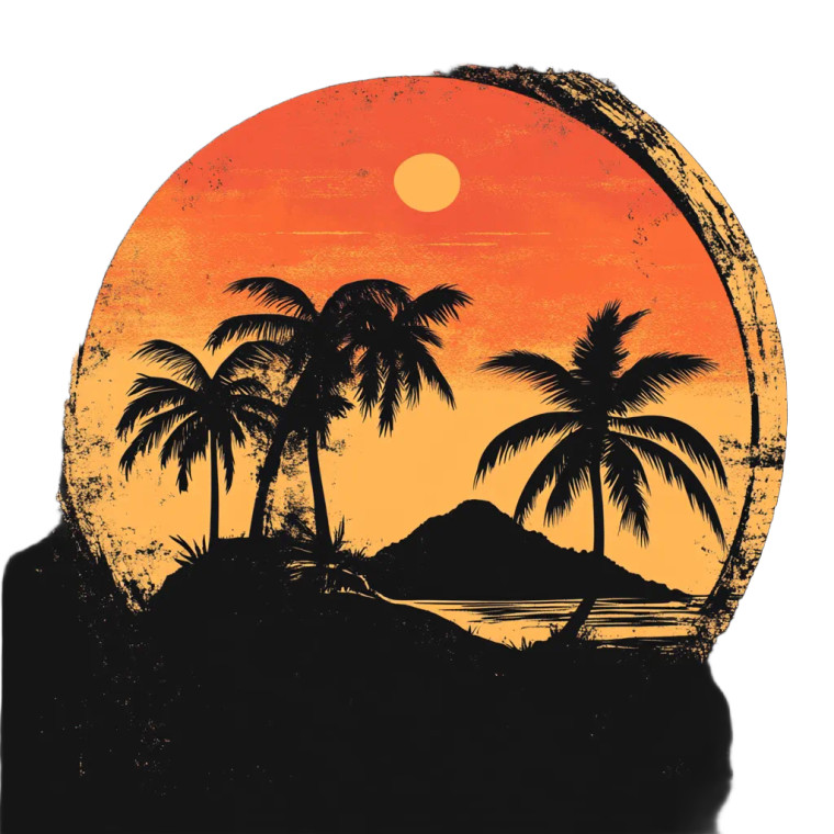 Tropical Island Silhouette Vinyl Car Decal Sticker – Waterproof & UV-Resistant 8"