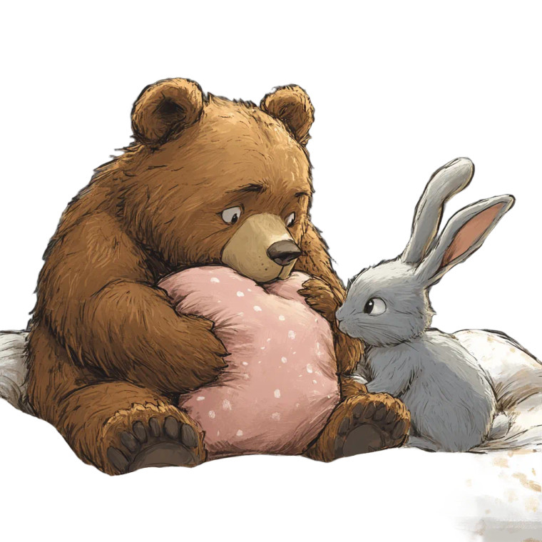 Melancholic Bear And Rabbit Vinyl Car Decal Sticker – Waterproof & UV-Resistant 8"