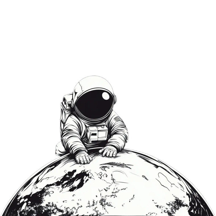 White Astronaut Earth Vinyl Car Decal Sticker – Waterproof & UV-Resistant 8"