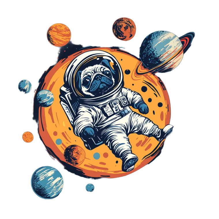 Pug In Spacesuit Vinyl Car Decal Sticker – Waterproof & UV-Resistant 8"