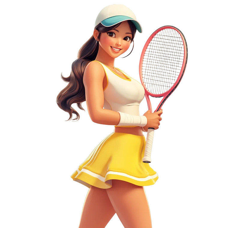 Tennis Cartoon Woman Vinyl Car Decal Sticker – Waterproof & UV-Resistant 8"