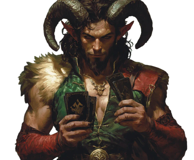 Fantasy Satyr Gambler Vinyl Car Decal Sticker – Waterproof & UV-Resistant 8"