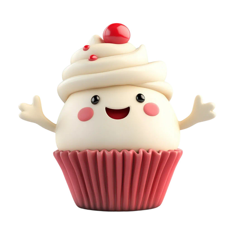 Cute Cupcake Character V2 Vinyl Car Decal Sticker – Waterproof & UV-Resistant 8"