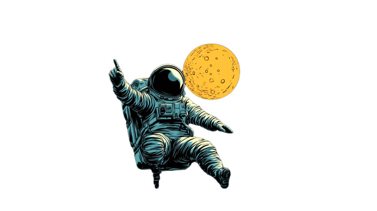 Astronaut Points Moon Vinyl Car Decal Sticker – Waterproof & UV-Resistant 8"