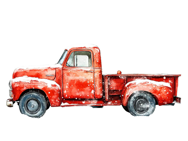 Retro Christmas Truck V2 Vinyl Car Decal Sticker – Waterproof & UV-Resistant 8"