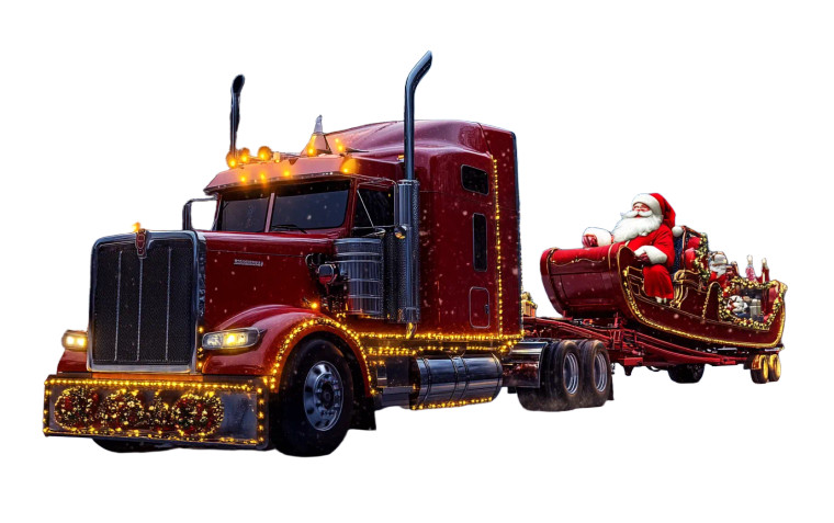 Holiday Semi Truck V2 Vinyl Car Decal Sticker – Waterproof & UV-Resistant 8"