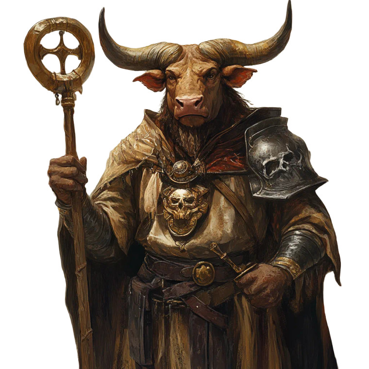 Minotaur Cleric Vinyl Car Decal Sticker – Waterproof & UV-Resistant 8"