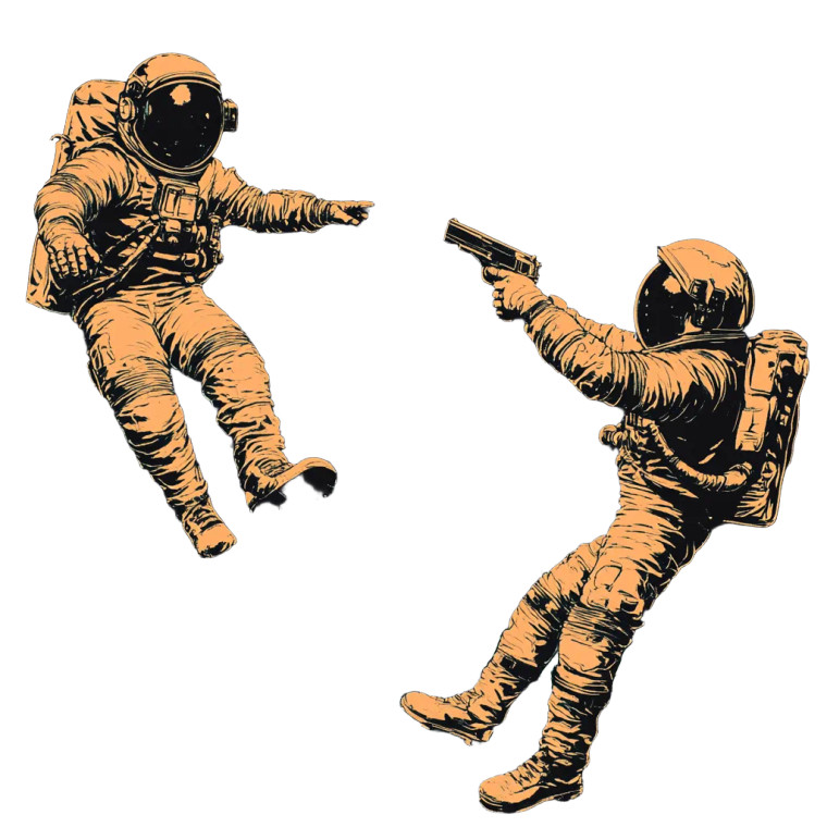 Astronauts In Conflict Vinyl Car Decal Sticker – Waterproof & UV-Resistant 8"
