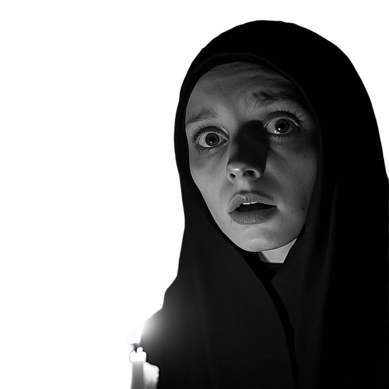 Terrified Benedictine Nun Vinyl Car Decal Sticker – Waterproof & UV-Resistant 8"